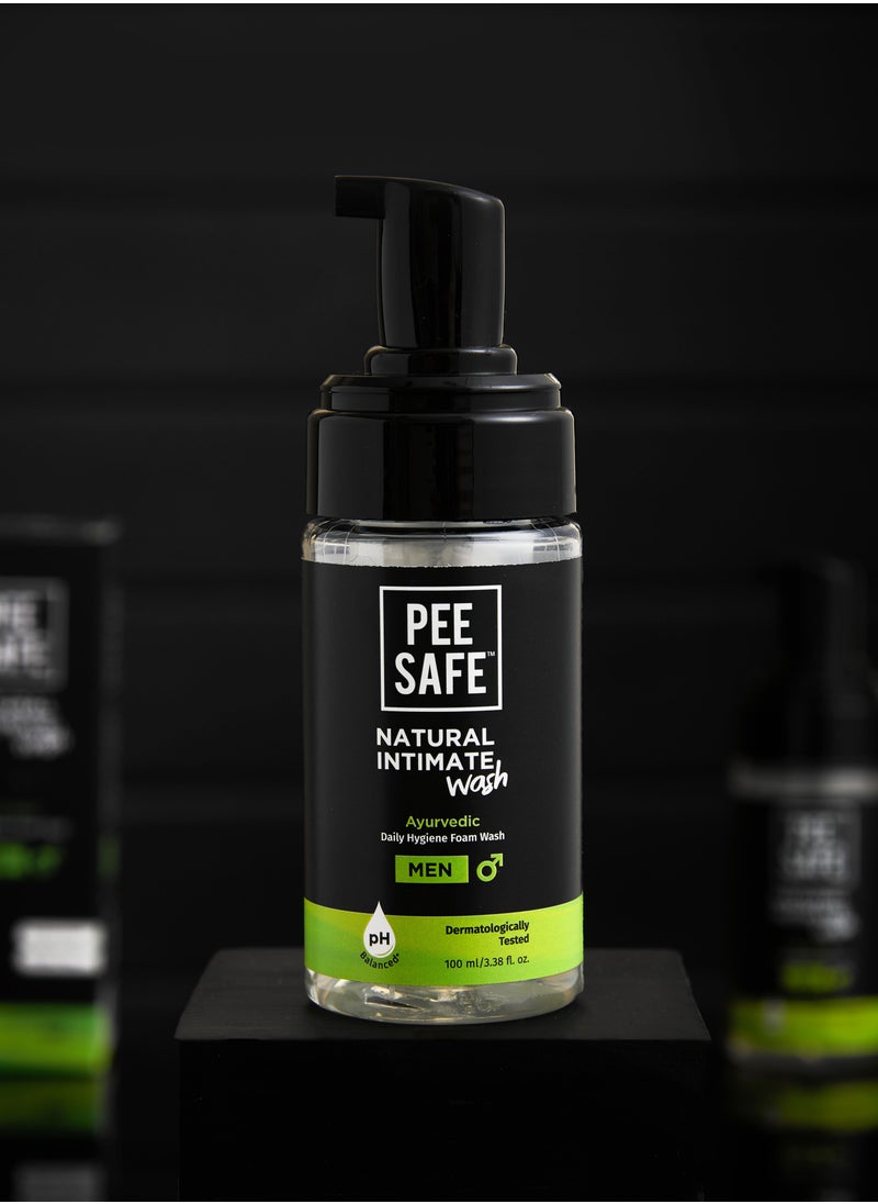 PEESAFE - PeeSafe Natural Daily Intimate wash for men with Ayurveda Extracts, Tea Tree essential oil, Antibacterial & Antifungal, Relieves Itching & Irritation, Dermatologically Tested, 100ml - Image 1