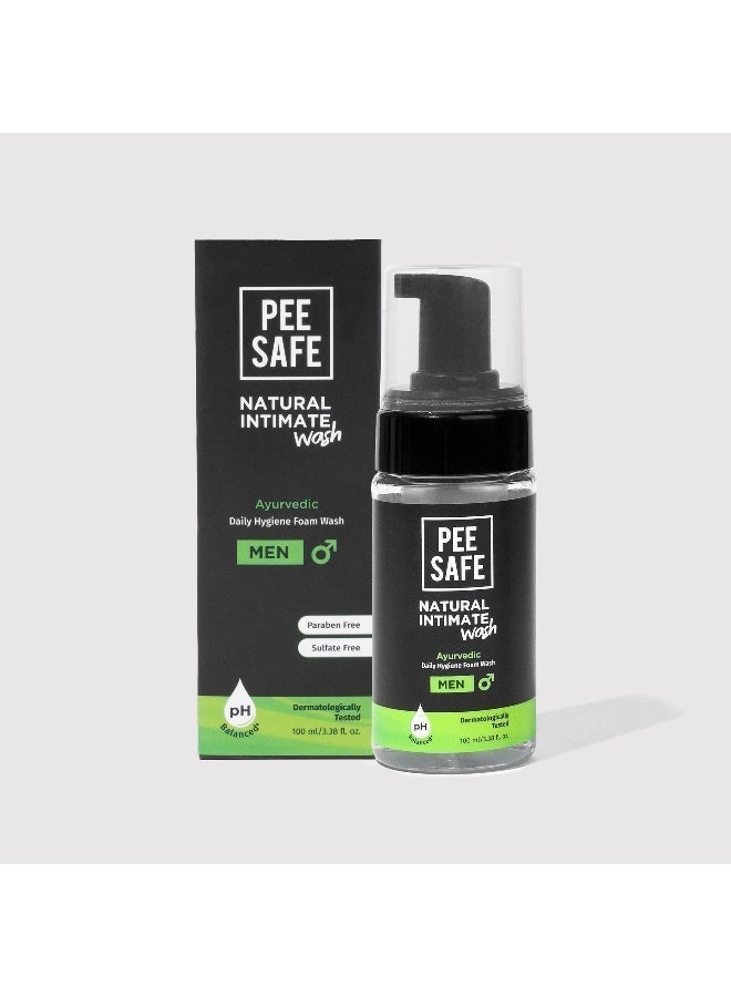 PeeSafe Natural Daily Intimate wash for men with Ayurveda Extracts, Tea Tree essential oil, Antibacterial & Antifungal, Relieves Itching & Irritation, Dermatologically Tested, 100ml - Image 1