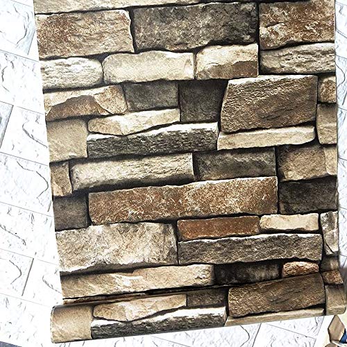 MelunMer 3D Rock Stone Peel and Stick Wallpaper Stone Contact Paper Self Adhesive Removable Wallpaper for Bedroom Contact Paper for Walls Vinyl 118 in L 17.7 in W - Image 1
