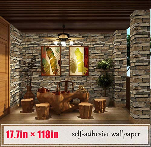 MelunMer 3D Rock Stone Peel and Stick Wallpaper Stone Contact Paper Self Adhesive Removable Wallpaper for Bedroom Contact Paper for Walls Vinyl 118 in L 17.7 in W - Image 2