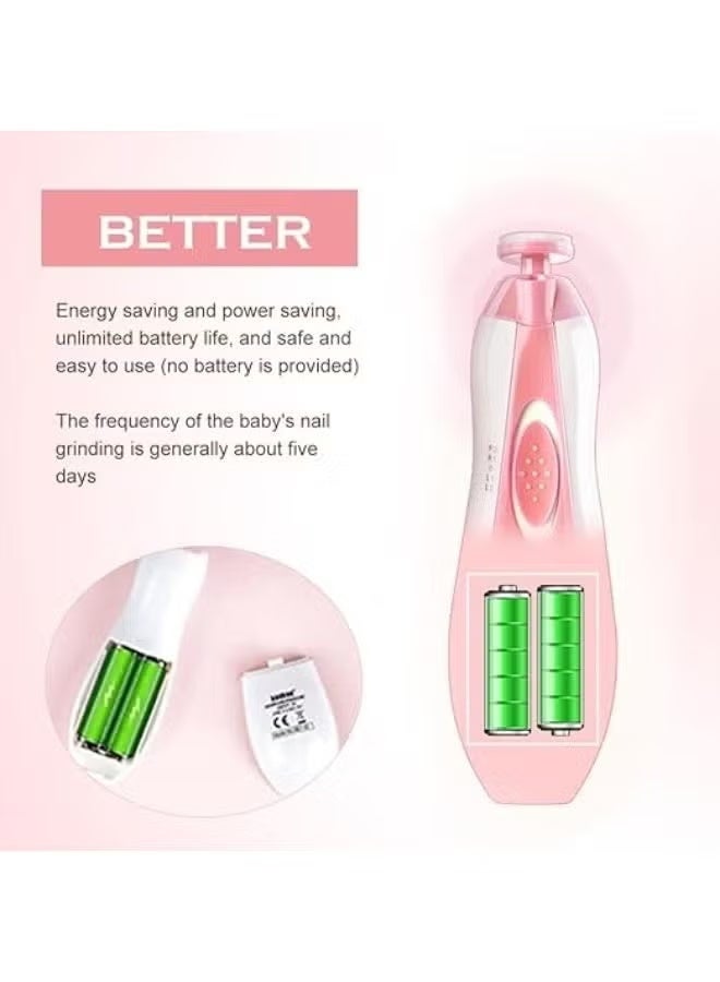 Baby Nail File Electric Nail Trimmer Manicure Set with Nail Clippers, Toes Fingernails Care Trim Polish Grooming Kit Safe for Infant Toddler Kids or Women, LED Light and 10 Grinding Heads - Image 3