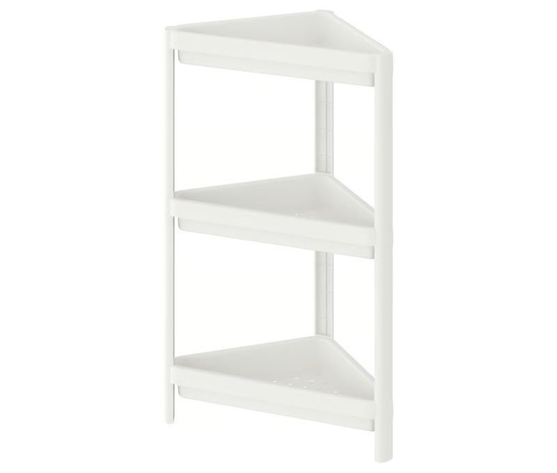 3-Tier Corner Shower Shelf Unit, White Plastic Bathroom Storage Organizer Rack for Shampoo, Soap and Toiletries - Image 1