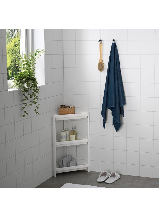 3-Tier Corner Shower Shelf Unit, White Plastic Bathroom Storage Organizer Rack for Shampoo, Soap and Toiletries - Image 3