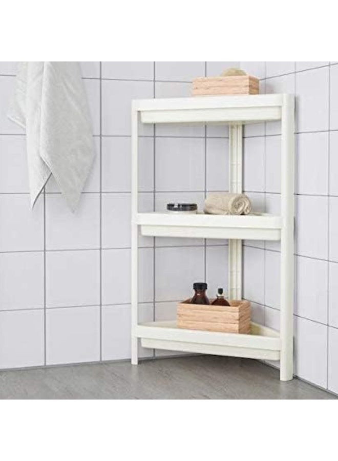 3-Tier Corner Shower Shelf Unit, White Plastic Bathroom Storage Organizer Rack for Shampoo, Soap and Toiletries - Image 5