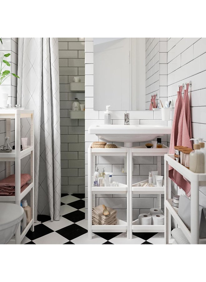 3-Tier Corner Shower Shelf Unit, White Plastic Bathroom Storage Organizer Rack for Shampoo, Soap and Toiletries - Image 4