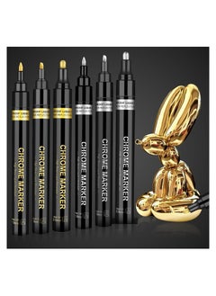 KASTWAVE Mirror Chrome Marker, 6Pcs Liquid Gold Paint Pens for Art, Waterproof Reflective Gloss Metallic Markers for Repairing, Model Painting, Marking or DIY Art Projects, Permanent Mirror Chrome Marker Pens  - Image 1