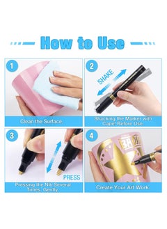 KASTWAVE Mirror Chrome Marker, 6Pcs Liquid Gold Paint Pens for Art, Waterproof Reflective Gloss Metallic Markers for Repairing, Model Painting, Marking or DIY Art Projects, Permanent Mirror Chrome Marker Pens  - Image 3