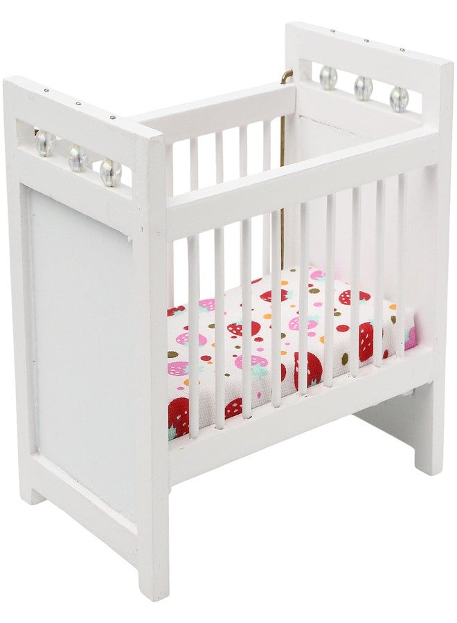 KH866 1/12 Scale Miniature Crib Wooden Bed – Figurine Display Furniture, Decorative Scene Prop - Image 1