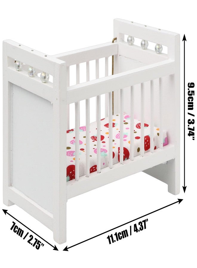 KH866 1/12 Scale Miniature Crib Wooden Bed – Figurine Display Furniture, Decorative Scene Prop - Image 2