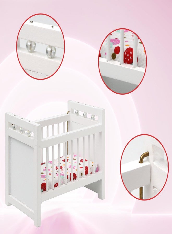 KH866 1/12 Scale Miniature Crib Wooden Bed – Figurine Display Furniture, Decorative Scene Prop - Image 4