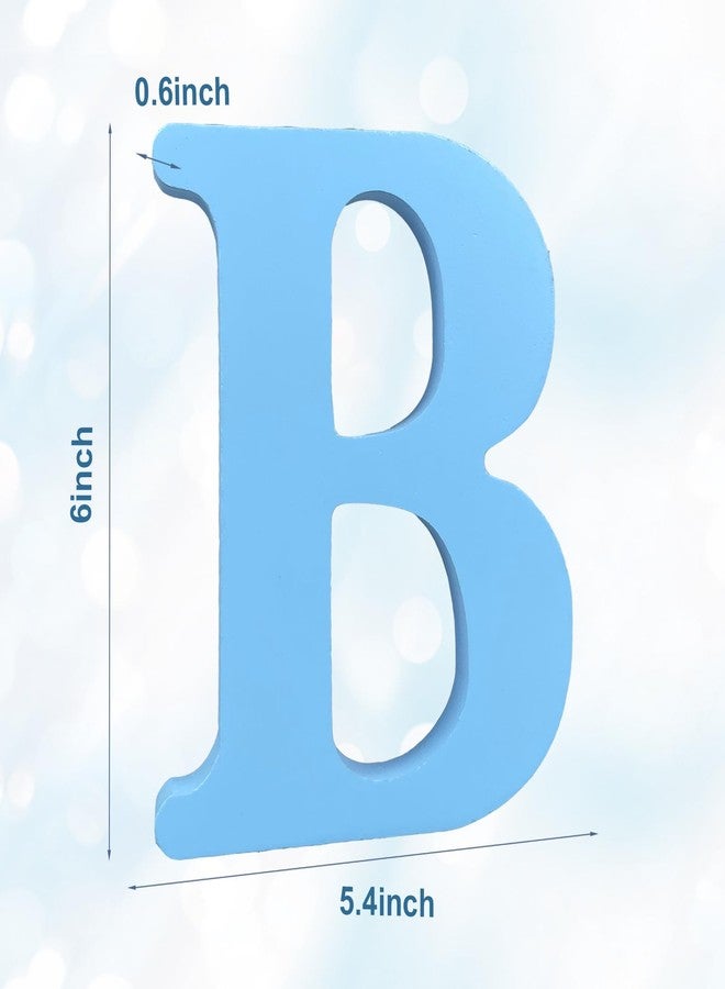 AOCEAN 6 Inch Blue Wood Letters Unfinished Wood Letters for Wall Decor Decorative Standing Letters Slices Sign Board Decoration for Craft Home Party Projects (B) - Image 2
