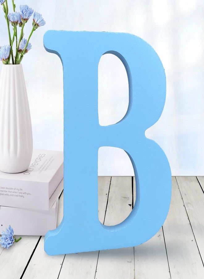 AOCEAN 6 Inch Blue Wood Letters Unfinished Wood Letters for Wall Decor Decorative Standing Letters Slices Sign Board Decoration for Craft Home Party Projects (B) - Image 1