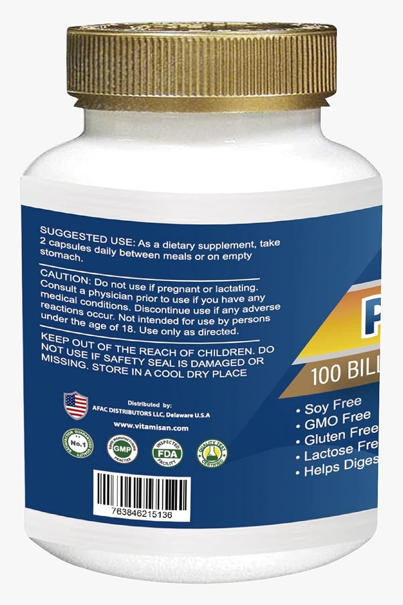 Vitamisan Probiotics for Women Probiotics for Men and Adults Natural Shelf Stable Probiotic Probiotic Supplement with Organic Prebiotic Acidophilus Probiotic 100 caps - Image 3