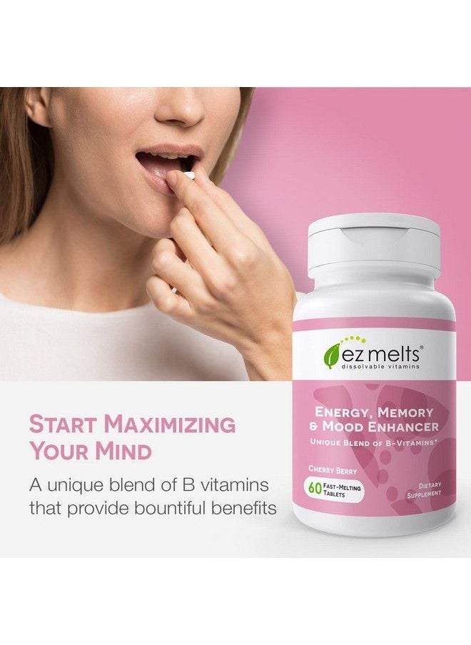 EZ Melts - Brain Supplements For Memory And Focus Support Dissolvable Memory Vitamins To Promote Mental Clarity Brain Vitamins For Enhanced Energy Support Vegan Brain Focus Cherry Flavor 60 Ct - Image 1
