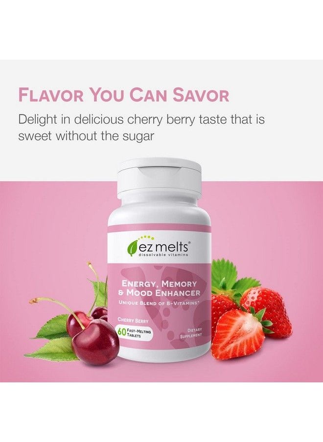 EZ Melts - Brain Supplements For Memory And Focus Support Dissolvable Memory Vitamins To Promote Mental Clarity Brain Vitamins For Enhanced Energy Support Vegan Brain Focus Cherry Flavor 60 Ct - Image 1