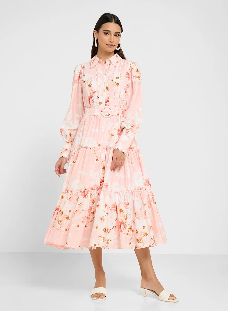 YAS Floral Belted Dress