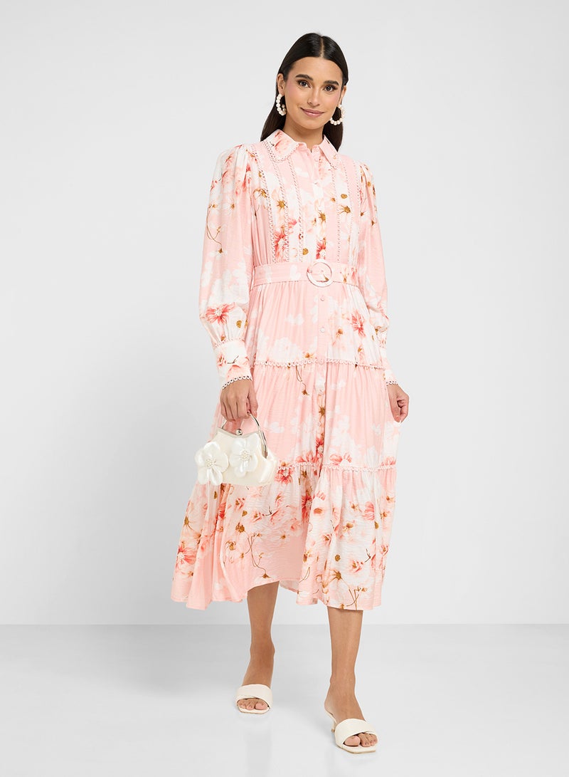 YAS Floral Belted Dress - Image 1