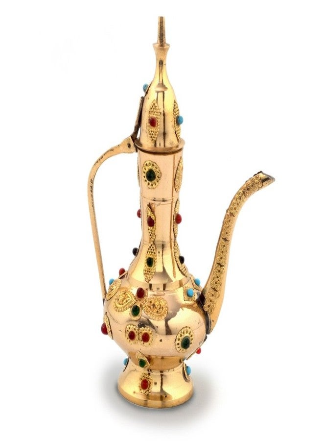 Little India Antique Gemstone Brass Kettle Antique Handicraft Surahi Jug (Multi, HCF101) - Image 1