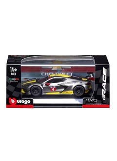 Bburago Bburago Chevrolet Corvette C8.R 2020 Die-cast Car (1:43, Silver/Yellow)  - Image 1