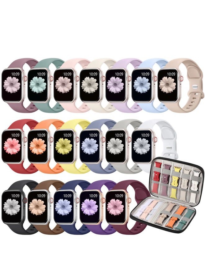 Getino 18 Pack Sport Bands Compatible with Apple Watch Band 40mm 41mm 42mm 38mm for Women Men, Soft Slicone Waterproof Strap Wristbands with Organizer for iWacth Series 11 10 9 8 7 6 5 4 3 2 1 SE - Image 1