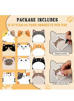 Muyixin 24 Pads Cute Sticky Notes Cartoon Sticky Kawaii Sticky Notes Self Stick Memo Pad for Office Home Kids Students Roommates Tab Gifts (Cute Animals)  - Image 3