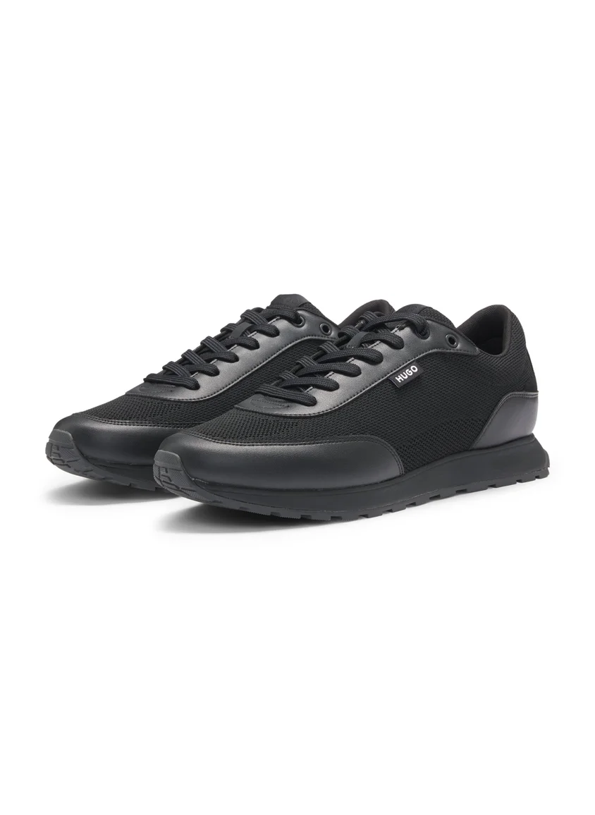 HUGO Knit-effect trainers with faux-leather trims