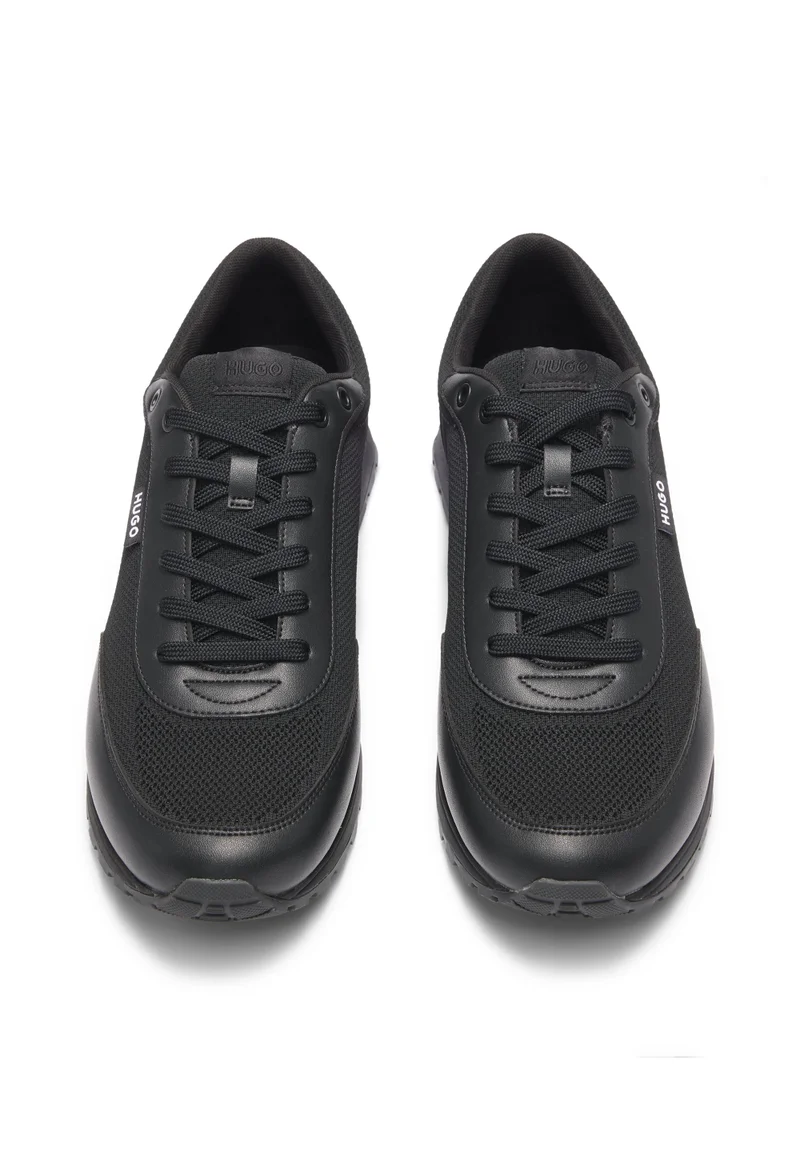HUGO black Knit-effect sneakers with faux-leather trims for Men | Best Price UAE