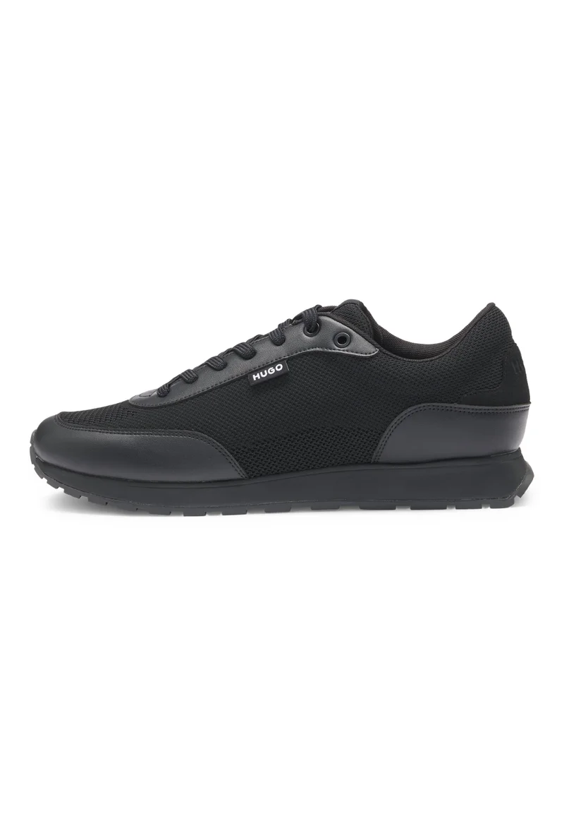 HUGO black Knit-effect sneakers with faux-leather trims for Men | Best Price UAE