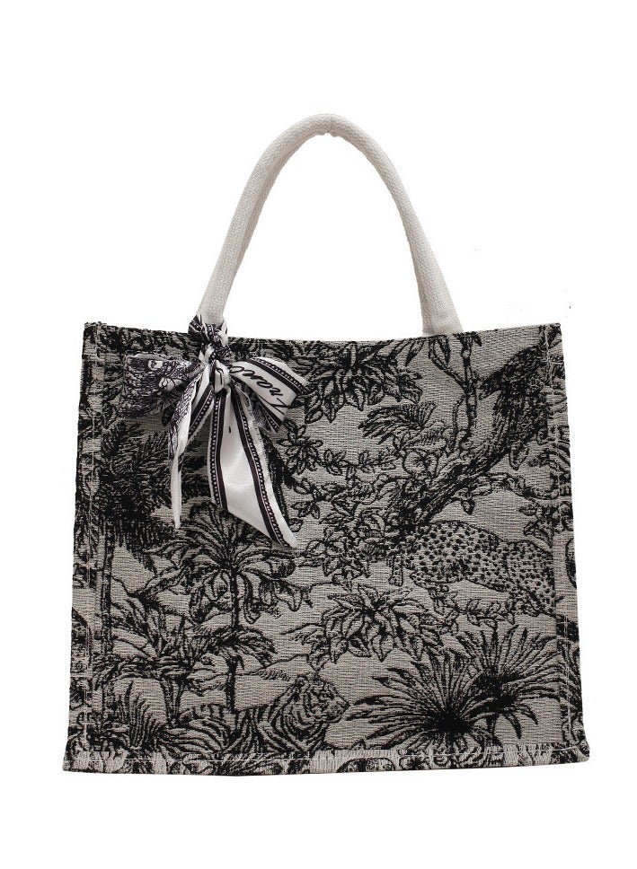 Big Capacity Bolsa Scarves Tote Bag Black/White (33 x 29 x 14cm)  - Image 1