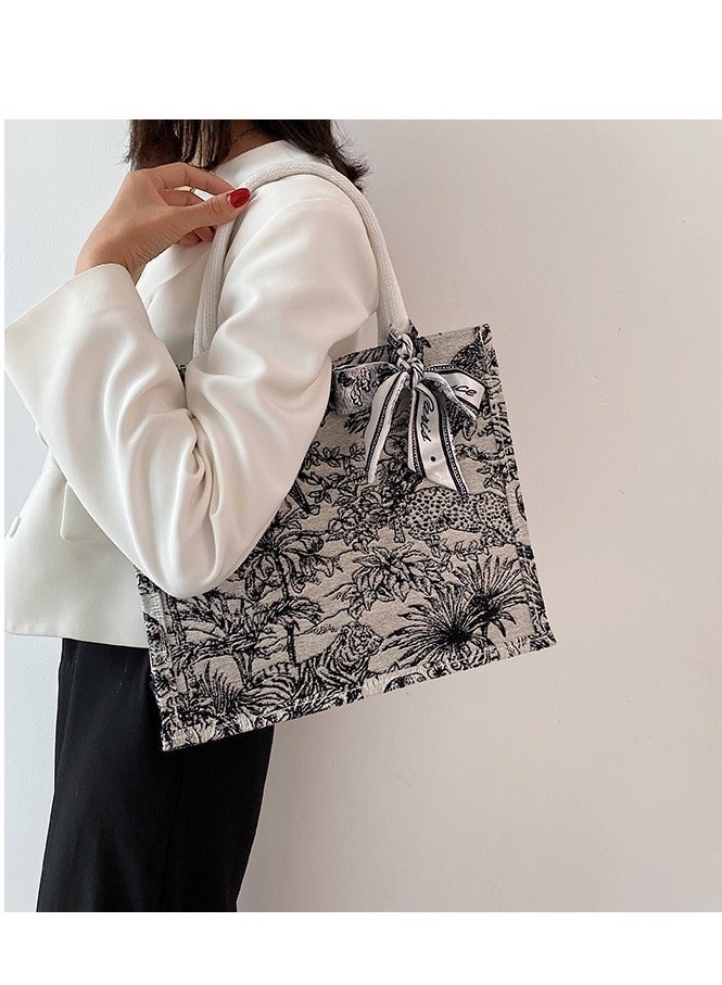 Big Capacity Bolsa Scarves Tote Bag Black/White (33 x 29 x 14cm)  - Image 2