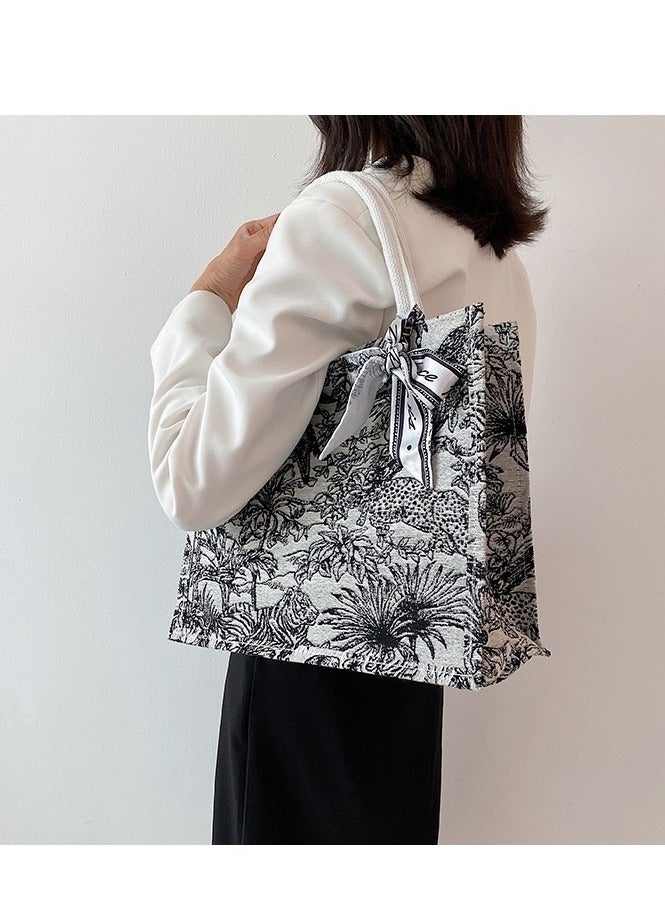 Big Capacity Bolsa Scarves Tote Bag Black/White (33 x 29 x 14cm)  - Image 3