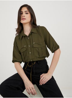 Solid Balloon Sleeve Crop Shirt with Pockets and Drawstring Detail - pzsku/ZC62CFB5CC106A0E76ACFZ/45/_/1739732014/53fadf7c-aa68-49b6-a19e-4a8397eb54ee