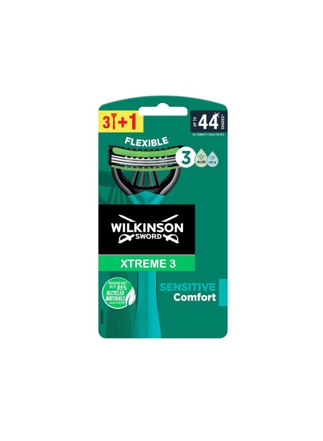 Wilkinson Sword اكستريم 3 شفرات حساسة للاستخدام مرة واحدة، عبوة من 3، بالإضافة إلى 1 مجاناً - Image 1