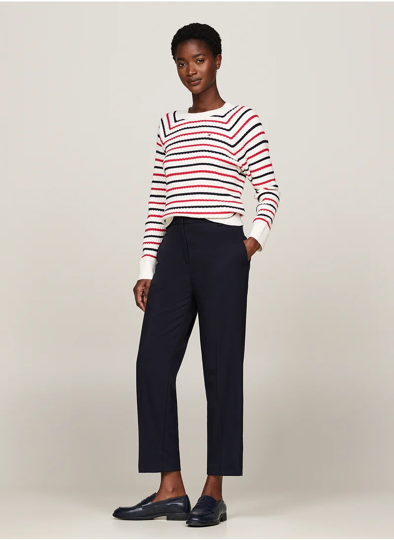 تومي هيلفيغر Crew Neck Striped Sweater