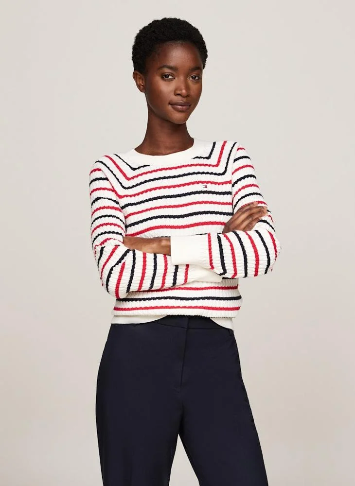 تومي هيلفيغر Crew Neck Striped Sweater