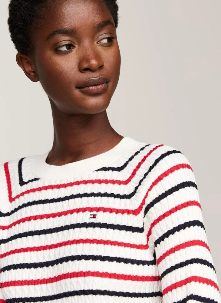 تومي هيلفيغر Crew Neck Striped Sweater