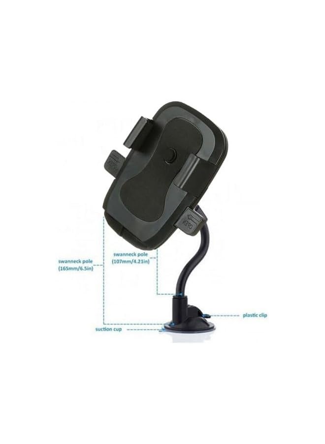 Green Tiger Universal Sucker Car Phone Holder with Flexible Long Arm and 360 Degree Rotation - Black - Image 2