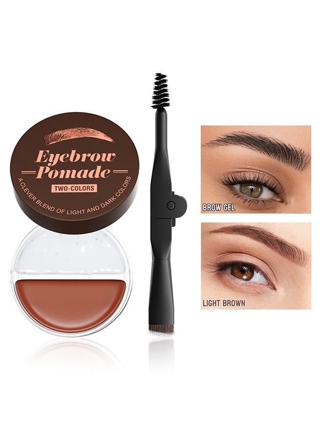 HelloKiss Two Colors Eyebrow Pomade,  Natural Long Lasting Waterproof Eyebrow Makeup Gel with Eyebrow Brush Eyebrow Color Cream and Eyebrow Styling Brow Shaping Gel Pomade Clear Brow Gel and Light Brown 04 - Image 1