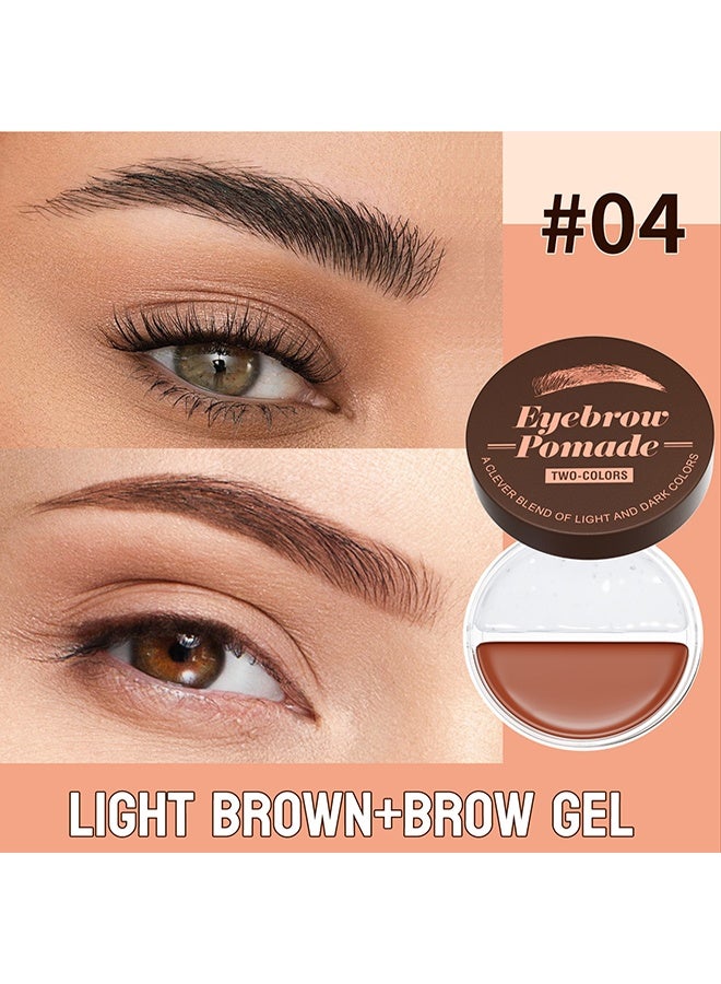 HelloKiss Two Colors Eyebrow Pomade,  Natural Long Lasting Waterproof Eyebrow Makeup Gel with Eyebrow Brush Eyebrow Color Cream and Eyebrow Styling Brow Shaping Gel Pomade Clear Brow Gel and Light Brown 04 - Image 2