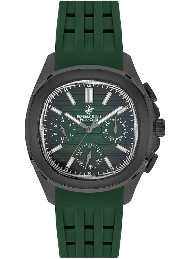 BEVERLY HILLS POLO CLUB Beverly Hills Polo Club Men's Quartz Movement Watch, Multi Function Display and Silicone Strap - BP3211X.377, Green