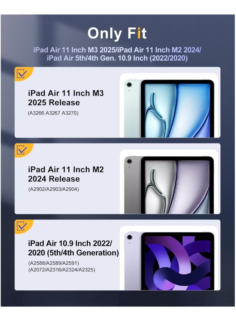 ميجوفاست حافظة لجهاز iPad Air 11 بوصة (M3/M2-2025/2024) مع حامل قلم، حافظة لجهاز iPad Air الجيل الخامس/الرابع (2022/2020) 10.9 بوصة، غطاء حماية رفيع بظهر شفاف، خاصية الإيقاظ/السكون التلقائي  - Image 2