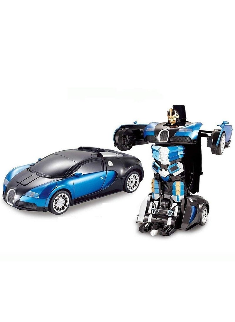 TOON TOYZ - 1:12 Scale Transforming RC Car - Remote Control Transformer Robot Toy with 360° Rotation, LED Lights, Dynamic Sound Effects, Gesture Induction, and Dancing Action - BLUE - Image 1