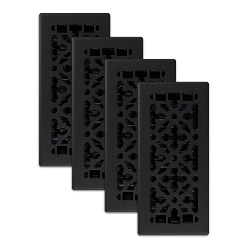 Decor Grates AGH410BLK Gothic Floor Register Textured Black 4x10 Inches