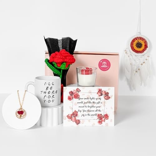 Rarejoy Combo Gift Set for Women, Valentine Gifts, Birthday Gift for Wife, Handmade Dreamcatcher, Scented Candle, Ceramic Mug, Greeting Card, Rose Flower Necklace Pendant, 1 Litres - Image 2