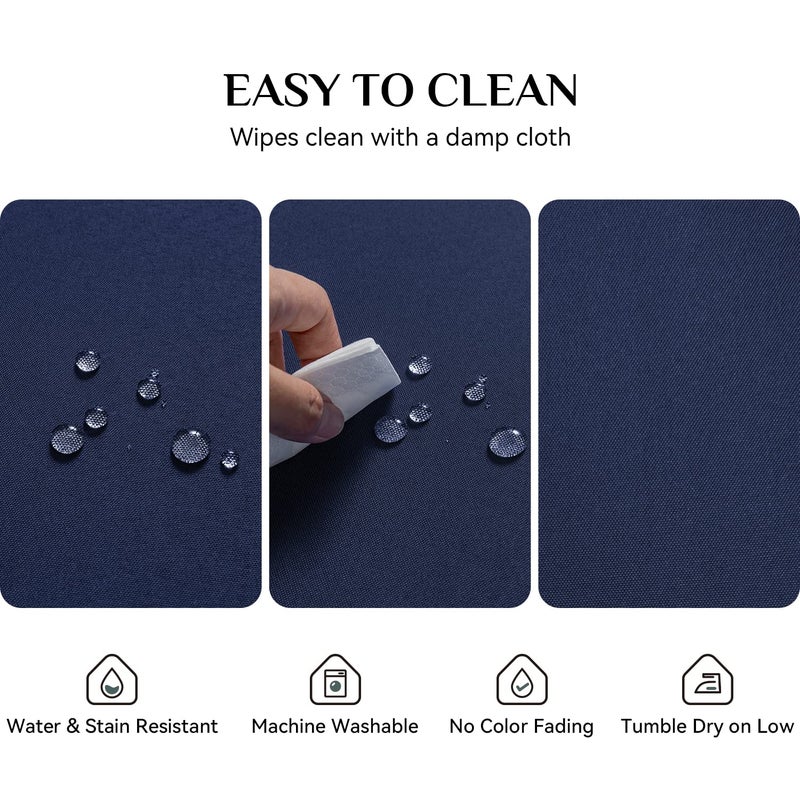 Softalker Rectangle Tablecloth  Waterproof & Stain Resistant Table Cloths Wrinkle Free Fabric Washable 210GSM Polyester Table Cover for Dining/Party/Outdoor - 52 x 70 inch Navy Blue - Image 3