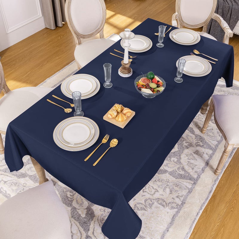 Softalker Rectangle Tablecloth  Waterproof & Stain Resistant Table Cloths Wrinkle Free Fabric Washable 210GSM Polyester Table Cover for Dining/Party/Outdoor - 52 x 70 inch Navy Blue - Image 1