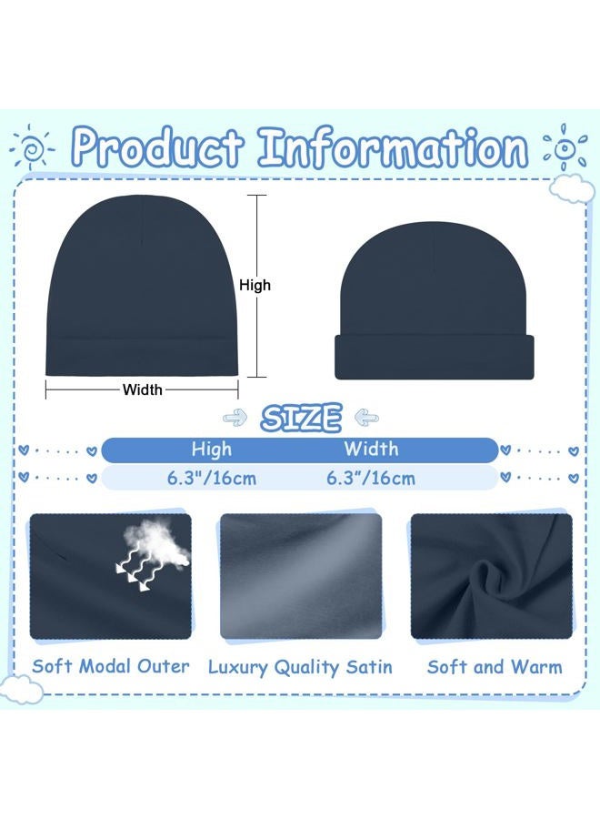 Cotwinter 6 Pcs Satin Lined Baby Newborn Hats Silk Satin Lined Beanie Toddler Hat for Hospital Infant Girls Boys 0-6 Months, Fresh Color, One Size - Image 3