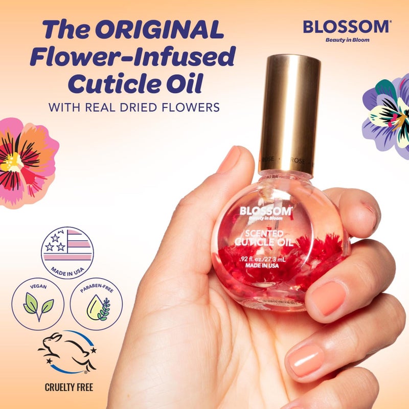 Blossom Cuticle Oil for Nails, Hydrating, Moisturizing, Gourmand Scented Nail Oil Cuticle Care, Infused with Real Flowers, Made in USA, 0.5 fl. oz, Pumpkin Spice Latte - Image 3