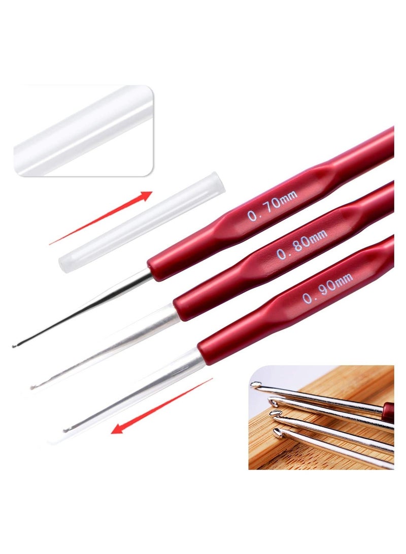 Crochet Hook Tool, Hair Crochet Needle Including 6pcs Dreadlock Crochets with Different Hook Needles and 2pcs Hair Locking Tools for Braid DIY Weaving Crafts (0.5 - 1.0mm)  - Image 2