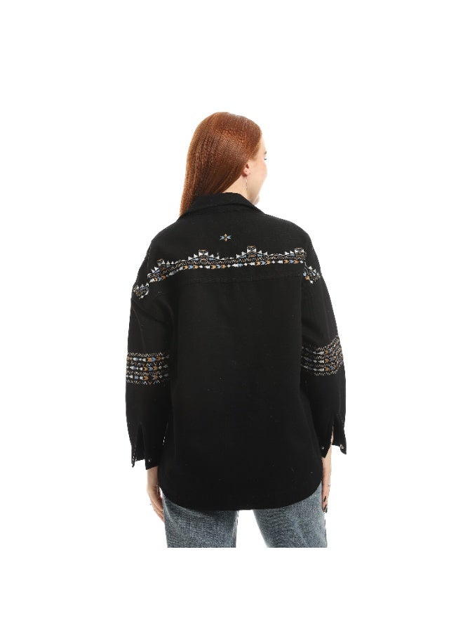 Coctail Gabardine Jacket-3601-BLACK - Image 3